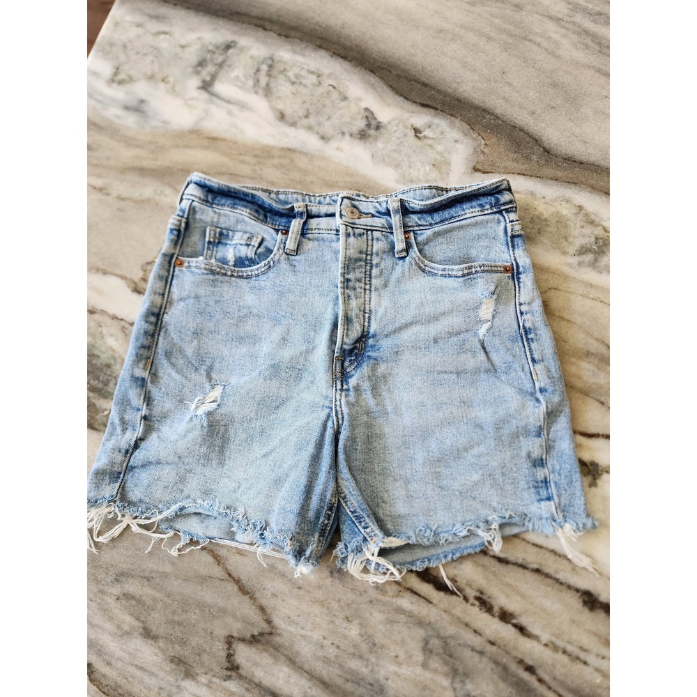 Old Navy OG Straight High Rise Distressed Denim Shorts Light Wash Womens 6